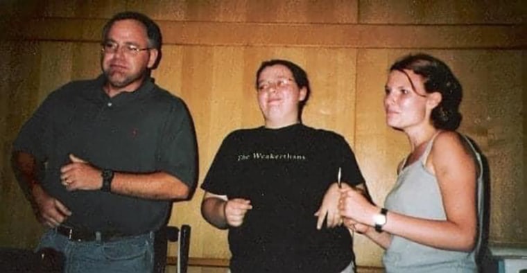 Tim Walz, left, singing "The Lion Sleeps Tonight" at karaoke on a trip to China with students in the summer of 2001.