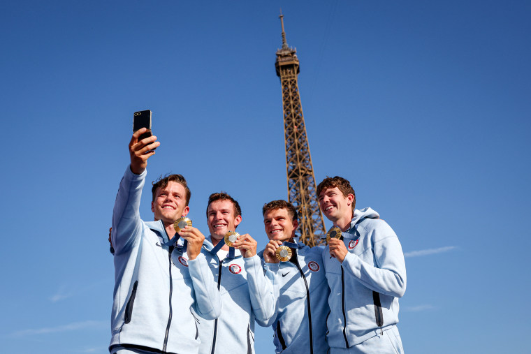 Rowing Men's Four gold medalists (L to R) Justin Best, Liam Corrigan, Michael Grady, and Nick Mead.