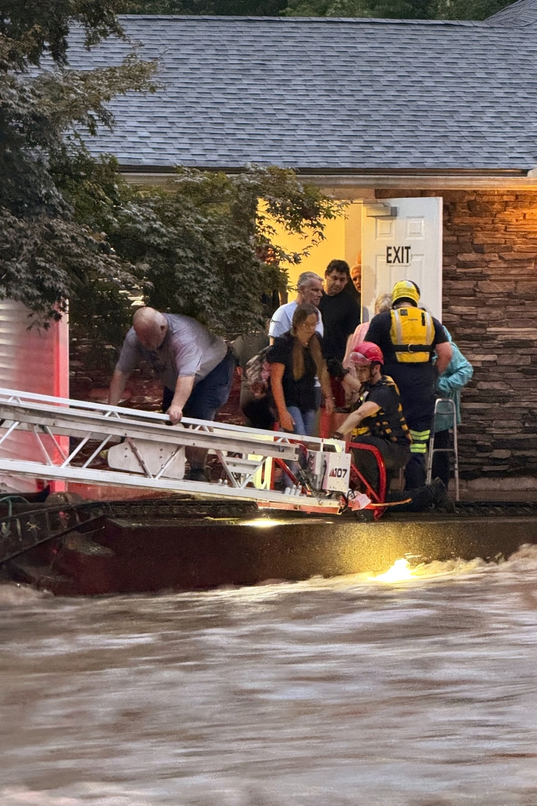 Image: firefighter flood rescue ladder