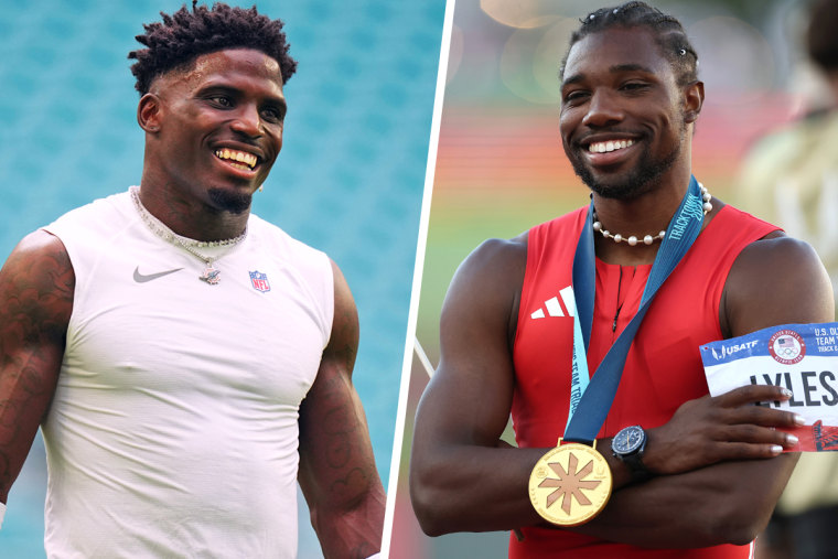 Tyreek Hill, who may be the fastest man in the NFL, challenged Olympic gold medalist Noah Lyles to a race.