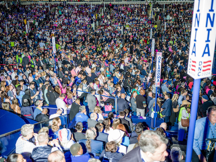 Supporters of Kamala Harris and Tim Walz.