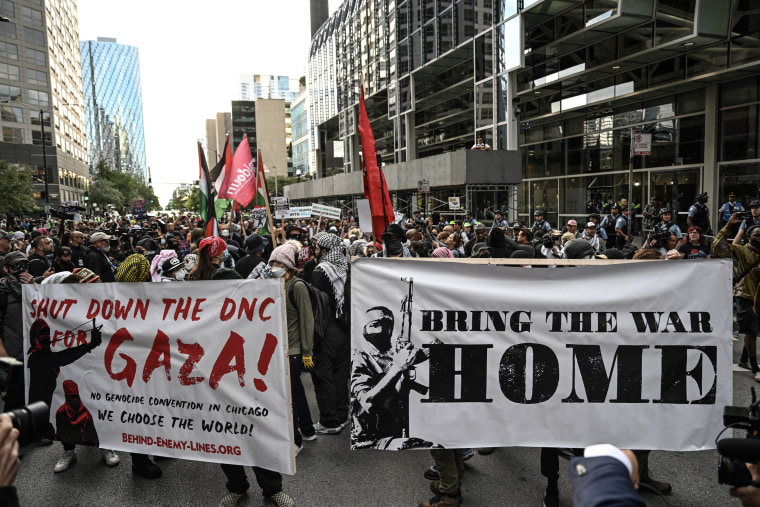 Pro-Palestinian protest in front of the Israeli consulate in Chicago