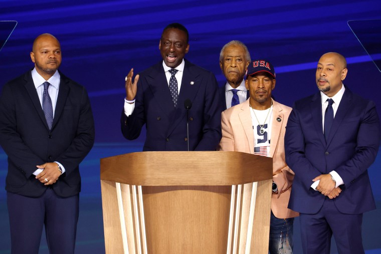 Yusef Salaam speaks on stage