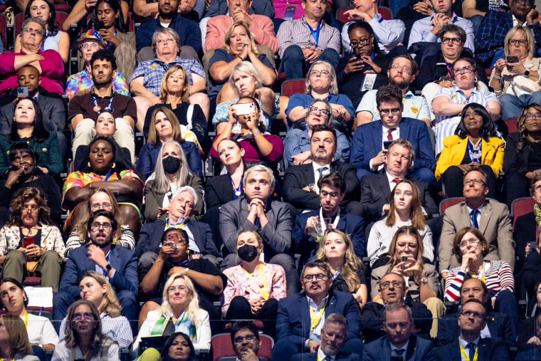 Supporters of Kamala Harris and Tim Walz.