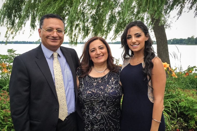 Monica Mikael, a 30-year-old nurse practitioner in Los Angeles, with her parents.