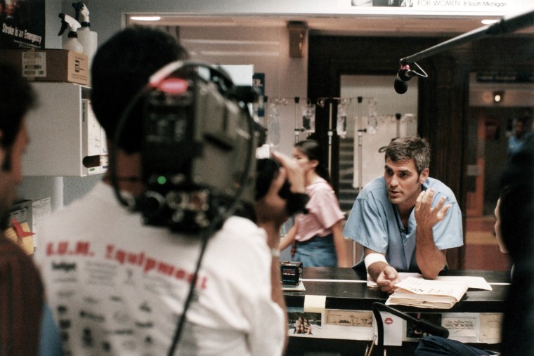 George Clooney, on the set of ER in 1997.