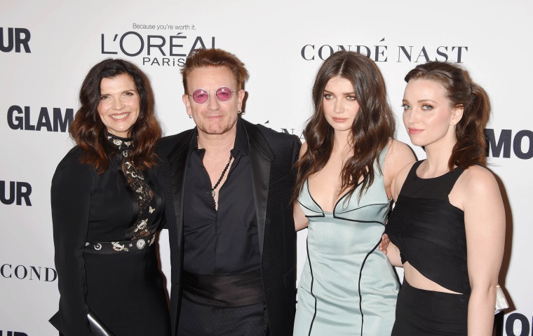 Alison Hewson, award winner/singer Bono, actress Eve Hewson and Jordan Hewson