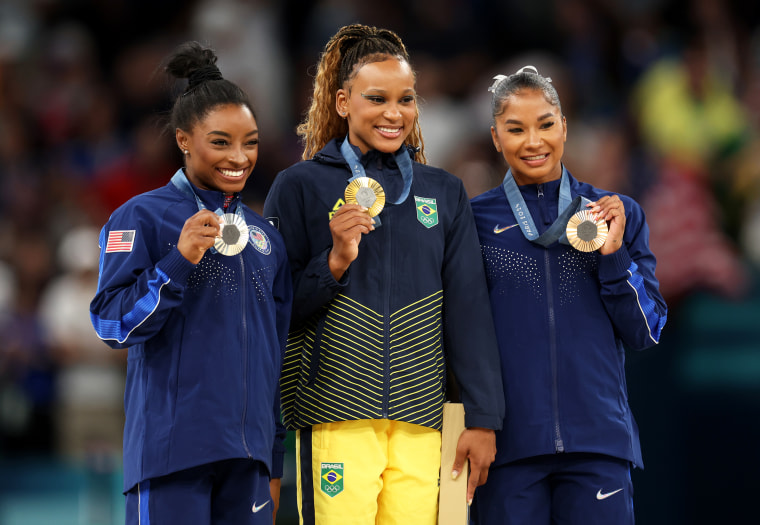 Rebeca Andrade, Simone Biles, and Jordan Chiles.