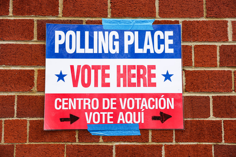 Virginia Primary Election bilingual english spanish sign vote politics political