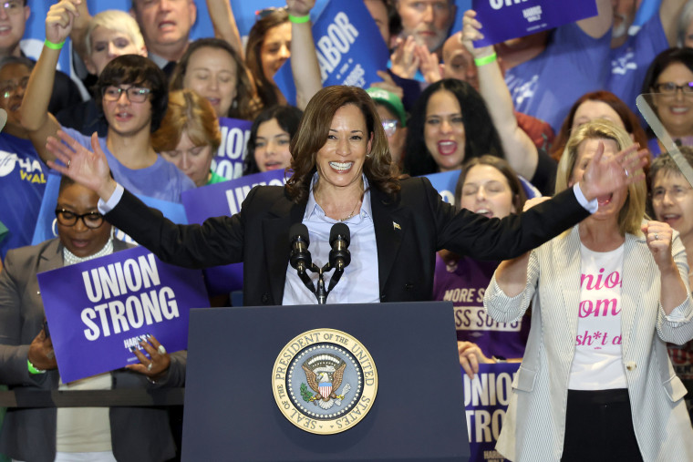 Image: Vice President Kamala Harris On The Campaign Trail In Pittsburgh smile politics political politician