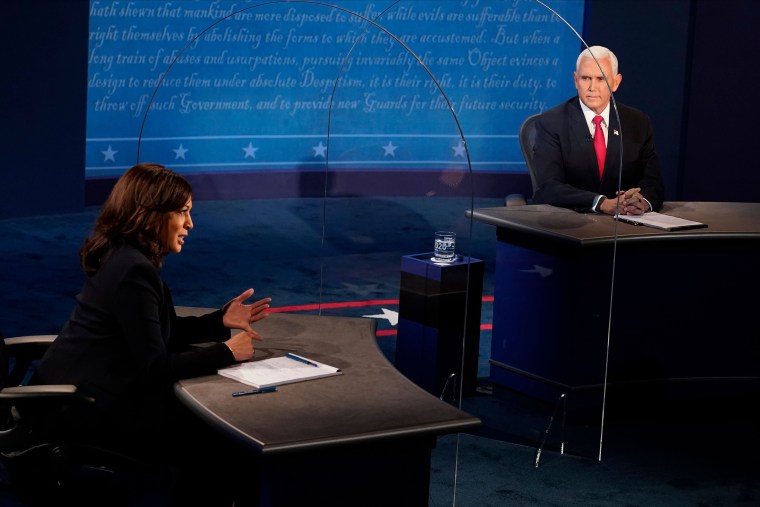 Image: kamala harris mike pence debate 2020 politics political politicians