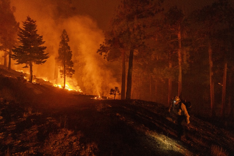 Image: bridge fire California nighttime night smoke