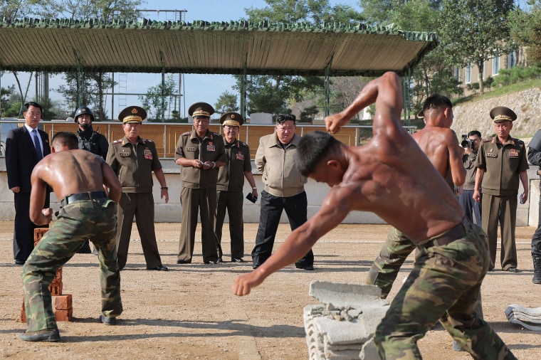 North Korean leader Kim Jong Un visits the training base of the special operations armed force of North Korea's army to guide a combatants drill