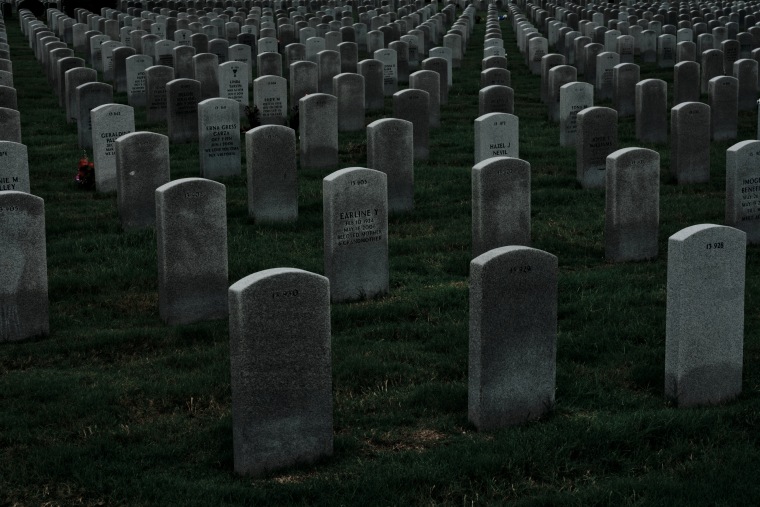 Dozens of gravestones at Dallas-Fort Worth National Cemetery.