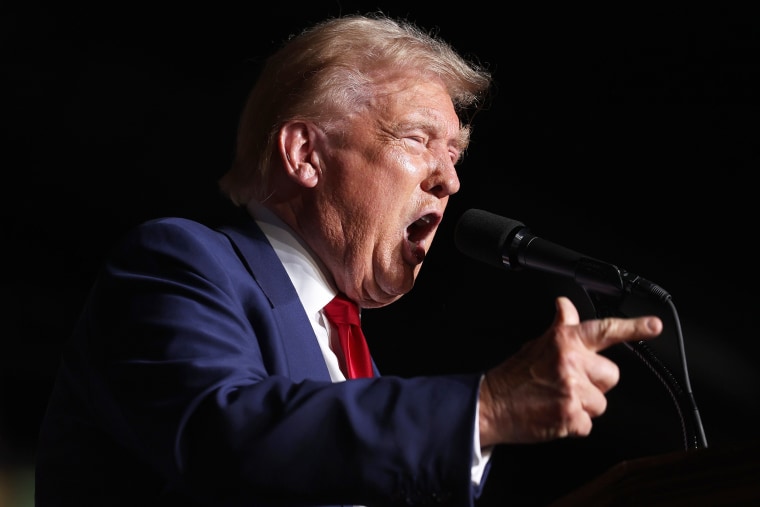 Image: Donald Trump profile mouth open speech finger point emotion