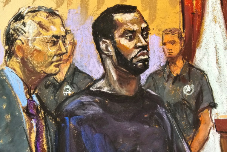 A drawing by Sean "Diddy" Combs appears before U.S. Magistrate Judge Robyn Tarnofsky in New York federal court