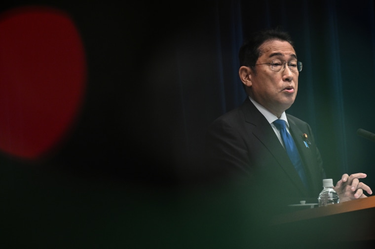 Japanese Prime Minister Fumio Kishida speaks during a press conference on August 14, 2024 in Tokyo, Japan.