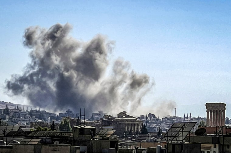 Smoke billows from the site of an Israeli airstrike.