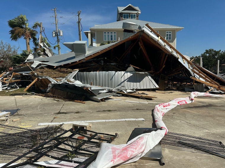 A scene of devastation at Roy’s Restaurant in Steinhatchee, Fla., on Friday.