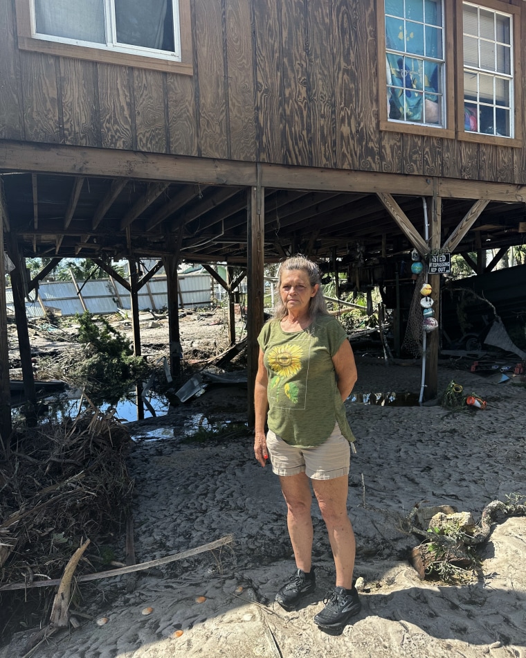 Susan Grant, 63, whose home in Steinhatchee was damaged by Hurricane Helene.