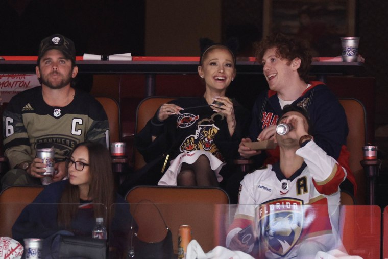 Ariana Grande, Ethan Slater at the 2024 Stanley Cup Final Game 1.