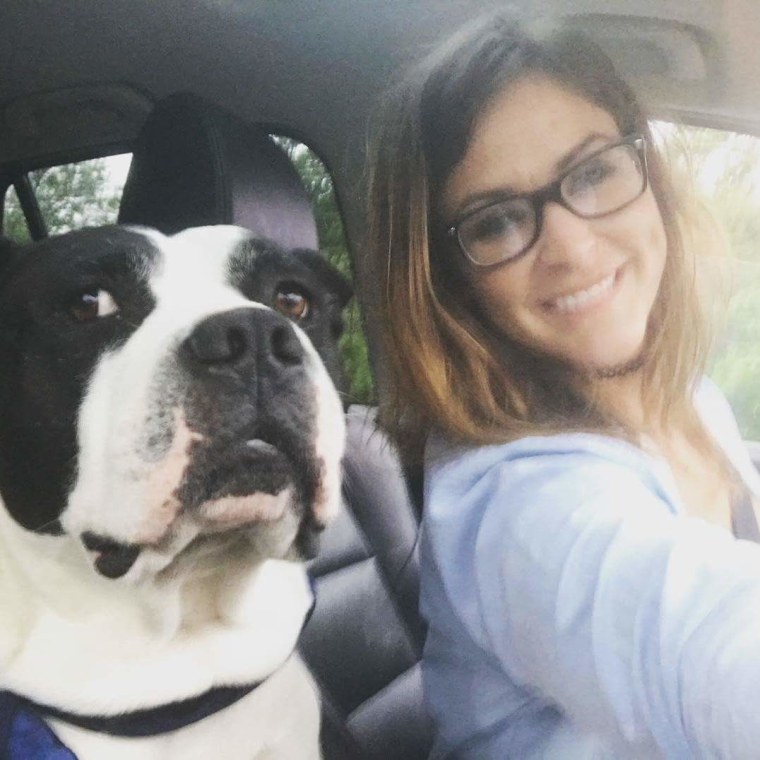 Danielle with her dog, Roscoe