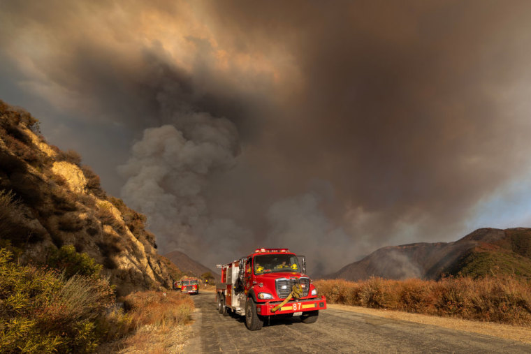 The sky rose from the bridge fire on September 9, 2024 in Glendora, California.