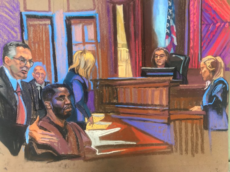 Sketch of Sean Combs in court today.