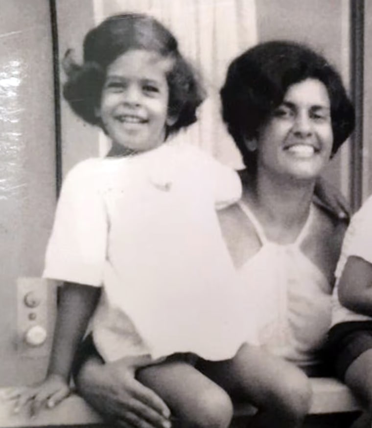 Old photo of a young Hoda Kotb and her mom, Sameha.