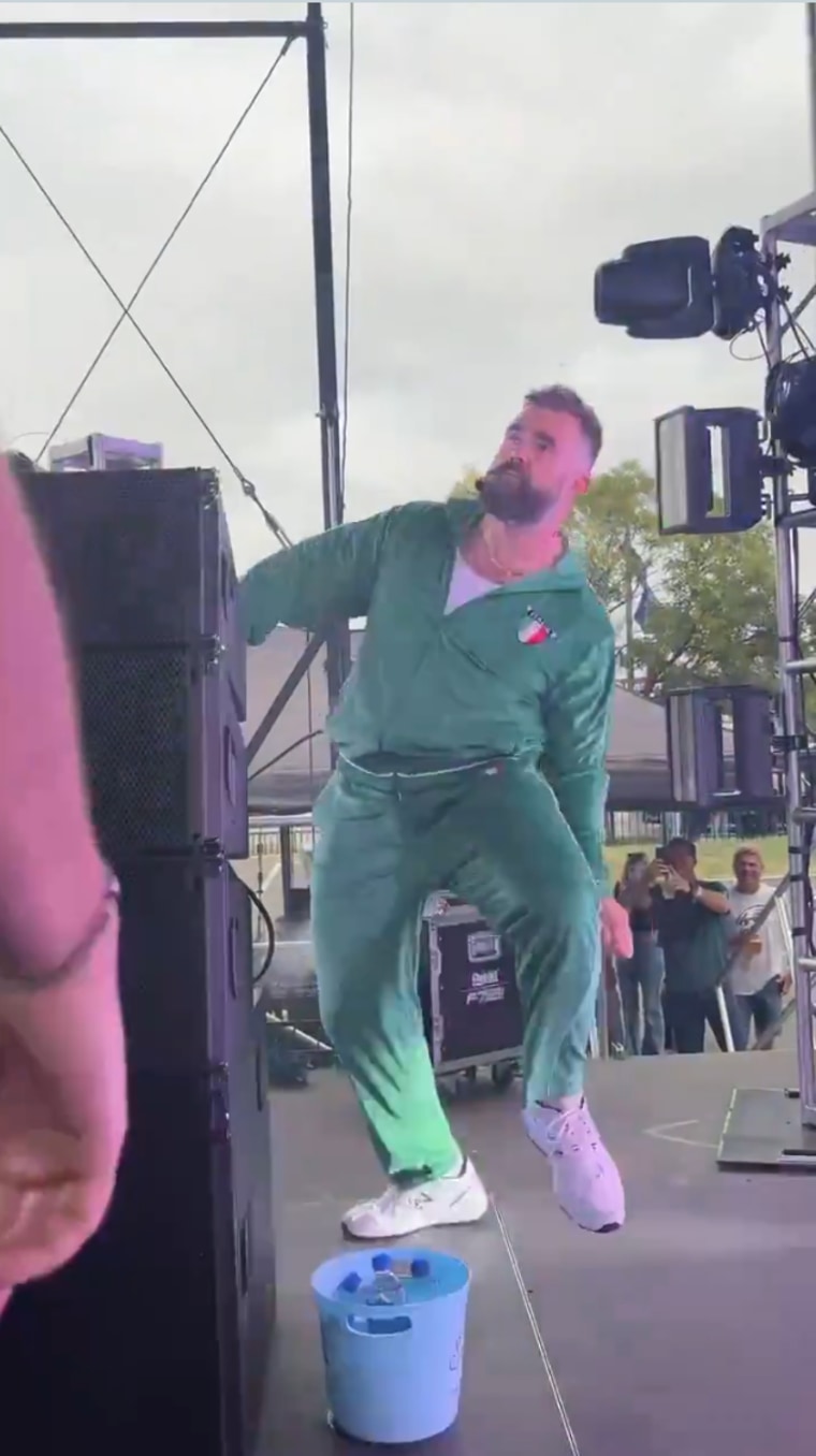 Jason Kelce dancing ahead of the Eagles game on Sept. 16, 2024.