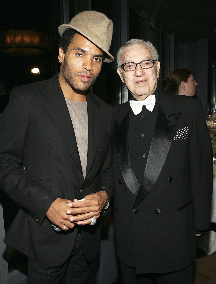 Lenny Kravitz and his father Sy Kravitz on September 12, 2004 in NYC.