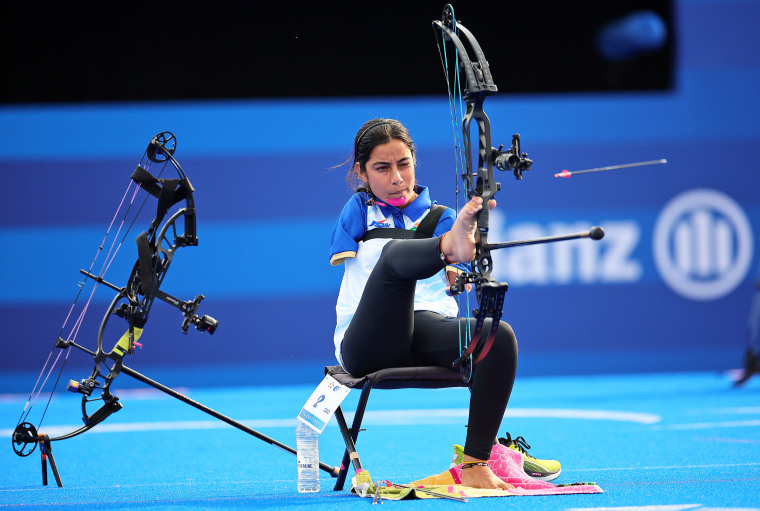 Sheetal Devi of Team India competes.