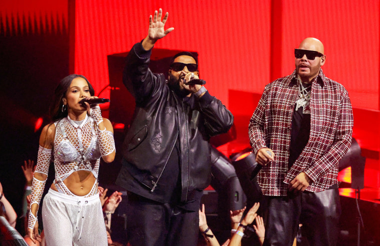 Anitta, DJ Khaled, and Fat Joe perform during the 2024 MTV Video Music Awards.