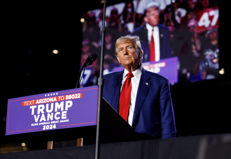 Republican presidential candidate former US President Donald Trump in Tempe, Arizona on October 24, 2024. 