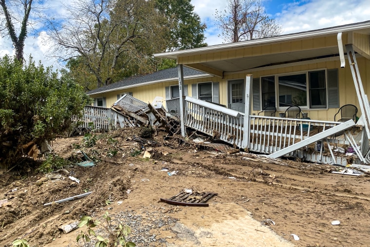 Damage from Hurricane Helene in Black Mountain, North Carolina, on October 4, 2024.