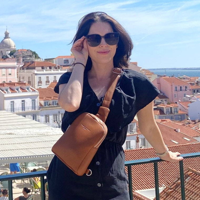 Associate editor Shannon Garlin keeps her belongings safe and secure in this crossbody bag during her travels.