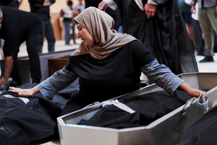 Collective funeral for people killed in an Israeli attack on Sunday in the city of Ain Deleb in southern Lebanon