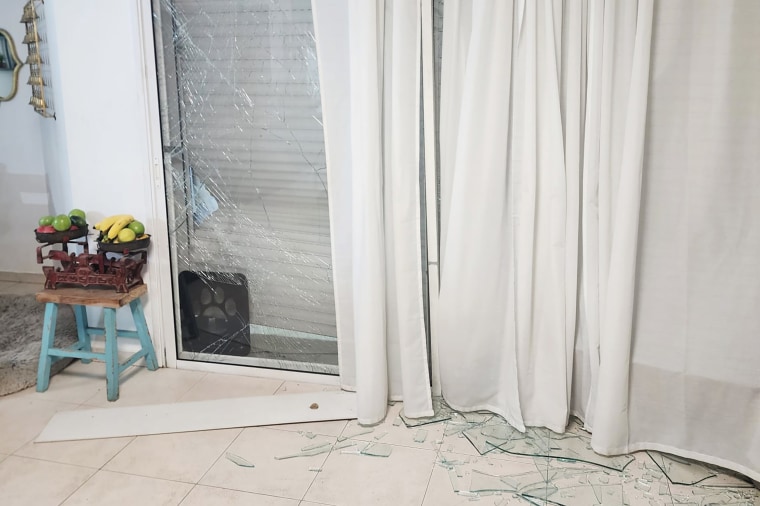 Images of damage within residents' homes in Hod HaSharon, Israel following the Iranian attack on Oct. 1, 2024. 