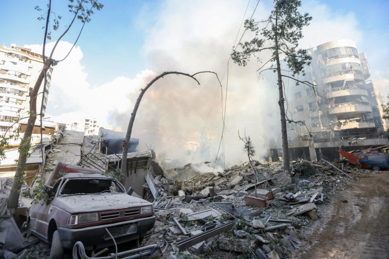 An Israeli airstrike in Beirut's southern suburb of Hadath on Oct. 2, 2024. 