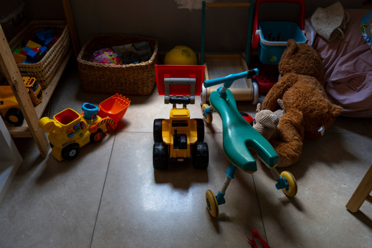Toys belonging to Yifat Zailer’s children at home in Herzliya.