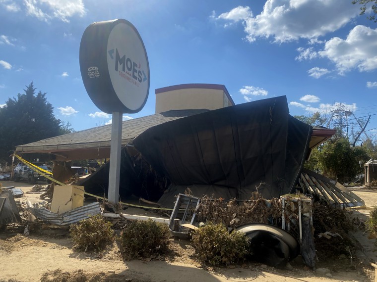 Scenes of devastation in Biltmore Village.