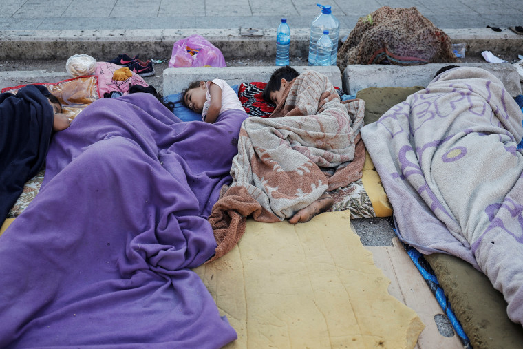 Displaced families shelter amid ongoing conflict, in Beirut