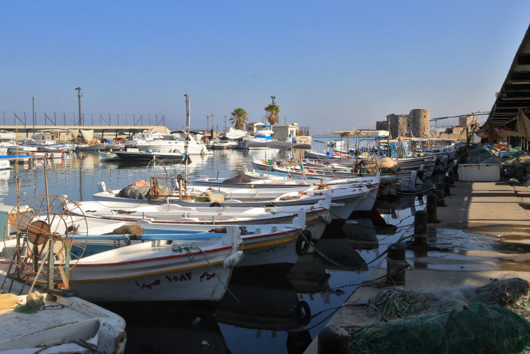 Fishing boats in the southern Lebanese city of Sidon