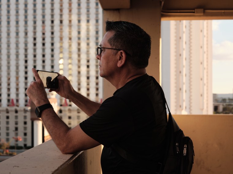 Bartender Marco Robinson caught a final view of the Tropicana from a garage before he clocked in to work Tuesday.
