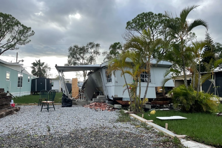 A damaged home at the Twin City community in St. Petersburg, Fla.