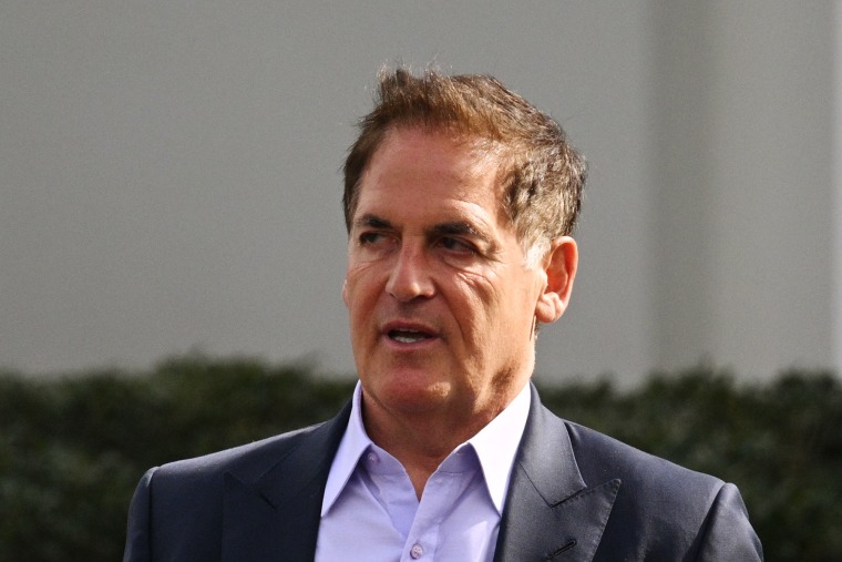 Mark Cuban outside the White House Wing on March 4, 2024 after attending a meeting on prescription drug pricing. 