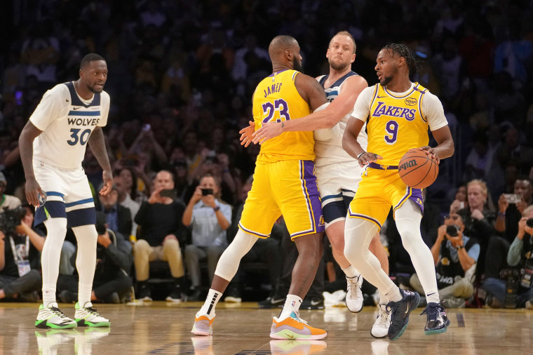 Image: lebron bronny james lakers father son basketball