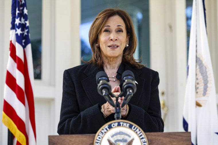 Photo: Vice President Harris speaks outside his residence in DC before leaving for Pennsylvania