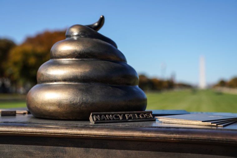 An art installation depicting feces on former House Speaker Nancy Pelosi's desk.