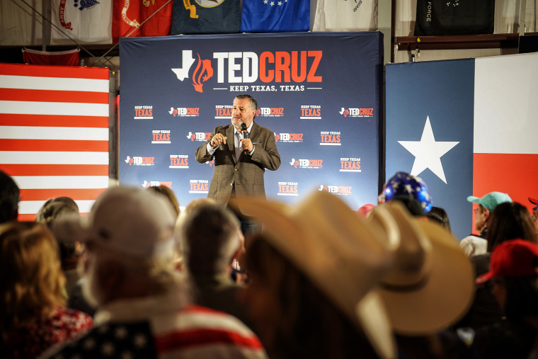 Senator Ted Cruz at a campaign rally in Pearland, Texas.